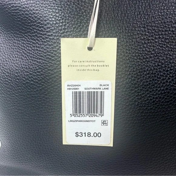 NEW RADLEY LONDON SOUTHWARK LANE BLACK LEATHER ZIP AROUND TOTE - Picture 9 of 14